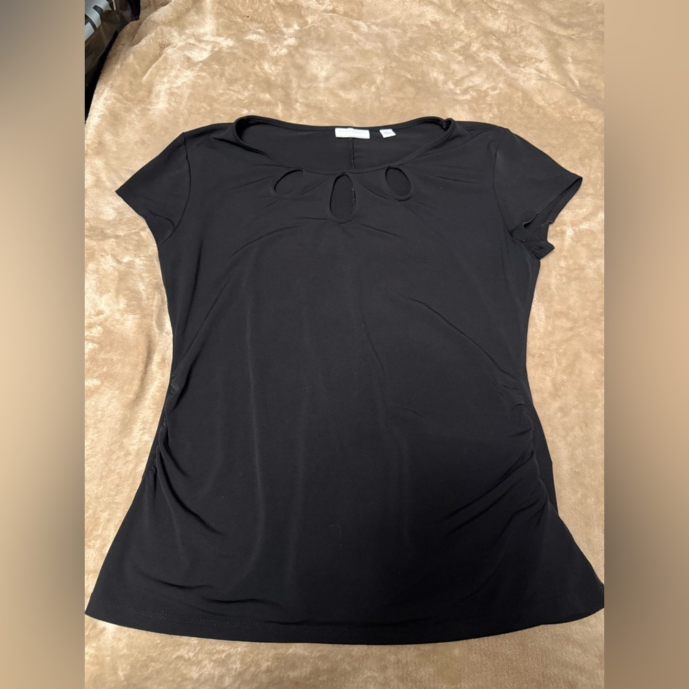 New York & Company Black Short Sleeve Top